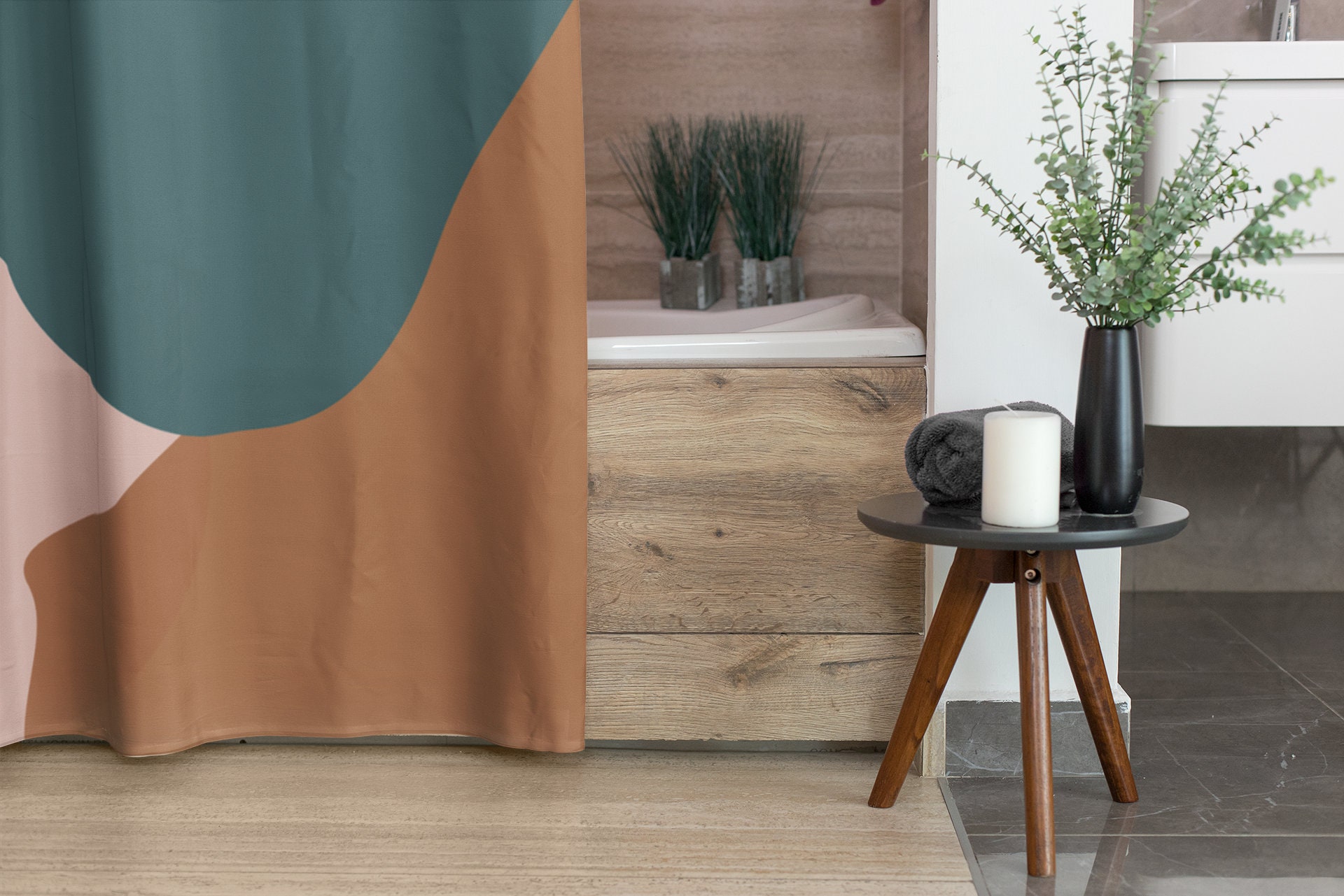 Neutral colors shower curtain Abstract shower curtains Extra Etsy