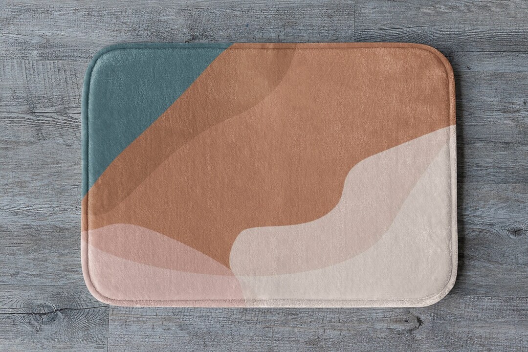 Neutral Color Bath Mat Abstract Art Bath Rug Modern Shower Mat Etsy
