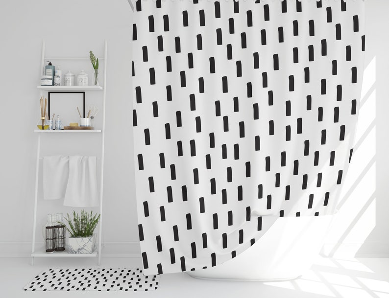 Black and white shower curtain Black striped shower curtains Etsy