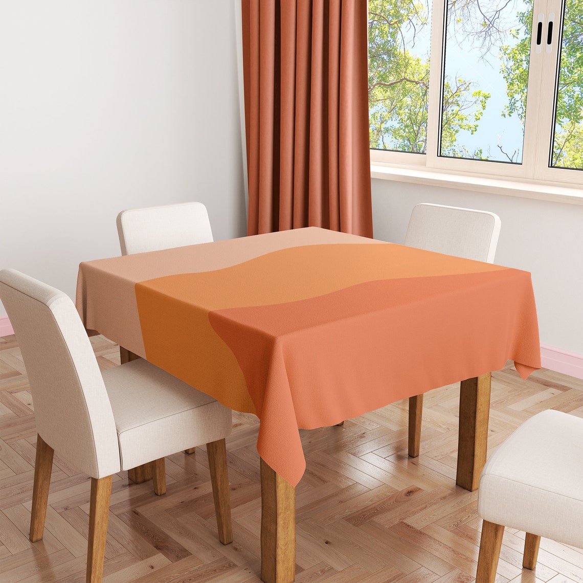 Tablecloths Burnt Orange Tablecloth 100 Cotton Tablecloth Etsy