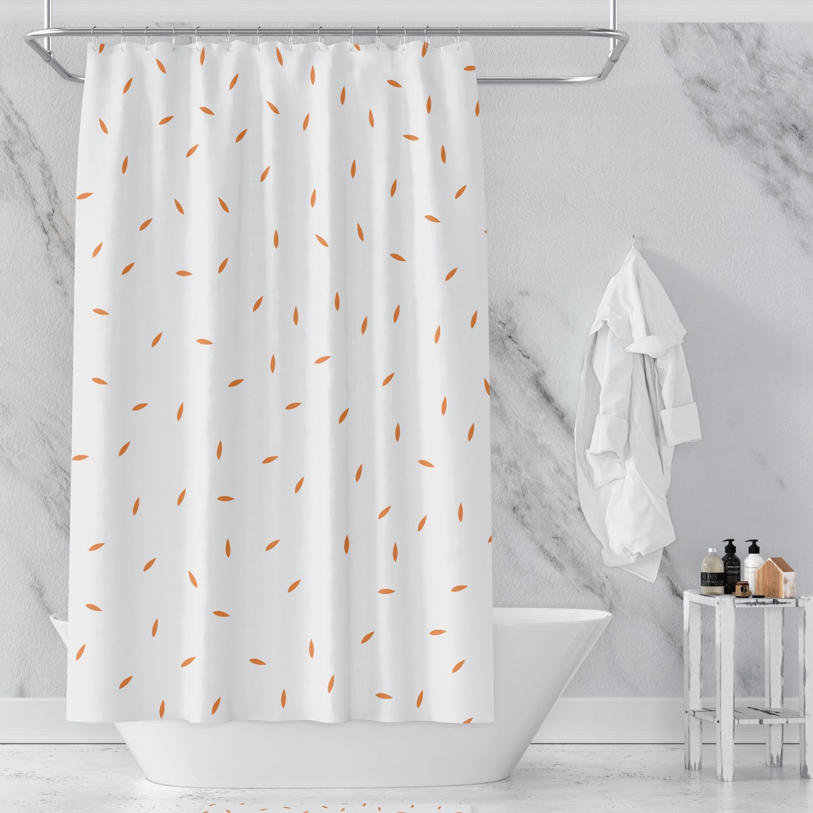 Burnt orange and white shower curtain Burnt orange dotted Etsy