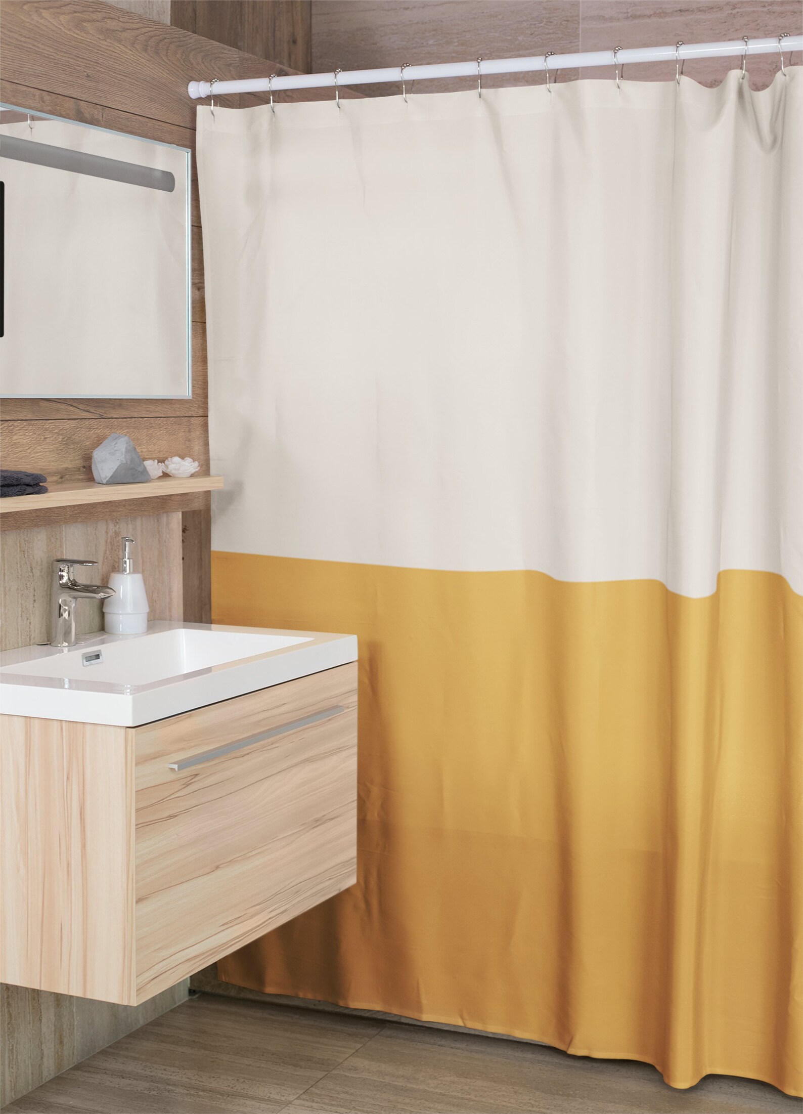 Beige and mustard shower curtain Color blocked shower curtains Etsy