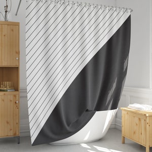 Black and white shower curtain Striped shower curtains Simple minimalist style Modern bathroom decor Extra long and custom size-191