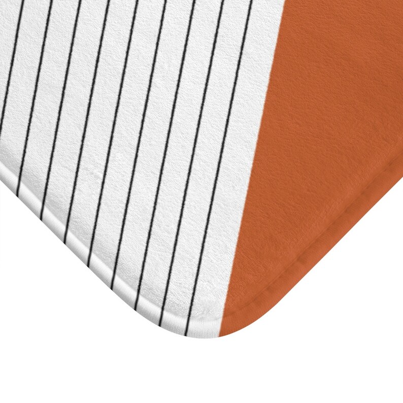 Burnt Orange Bath Mat Gometric Bath Rug Striped and Triangle Etsy