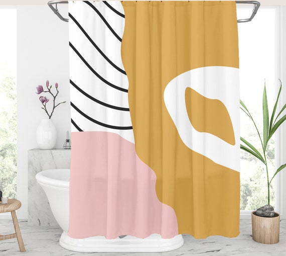 Pink And Yellow Shower Curtain Modern Curtains Long Pink And Yellow Shower Curtain Modern, Yellow Shower Curtains