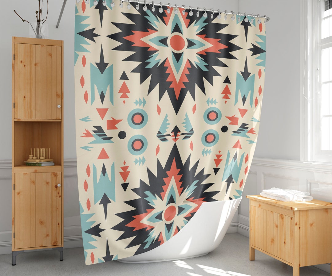 Aztec Shower Curtain Navajo Bath Curtain Southwestern Etsy