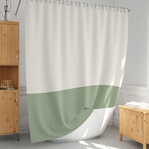 Minimal shower curtain Modern shower curtains Color block bath curtain Minimalist bathroom decor Custom and extra long size Duotone-103