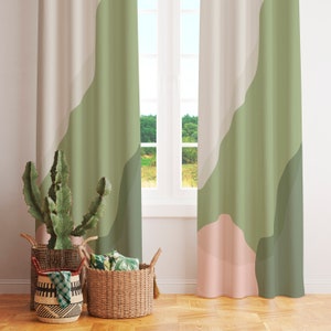 Window Curtains Abstract art Curtain Panels Green curtains Blackout Curtains for bedroom/Living Room/nursery-37