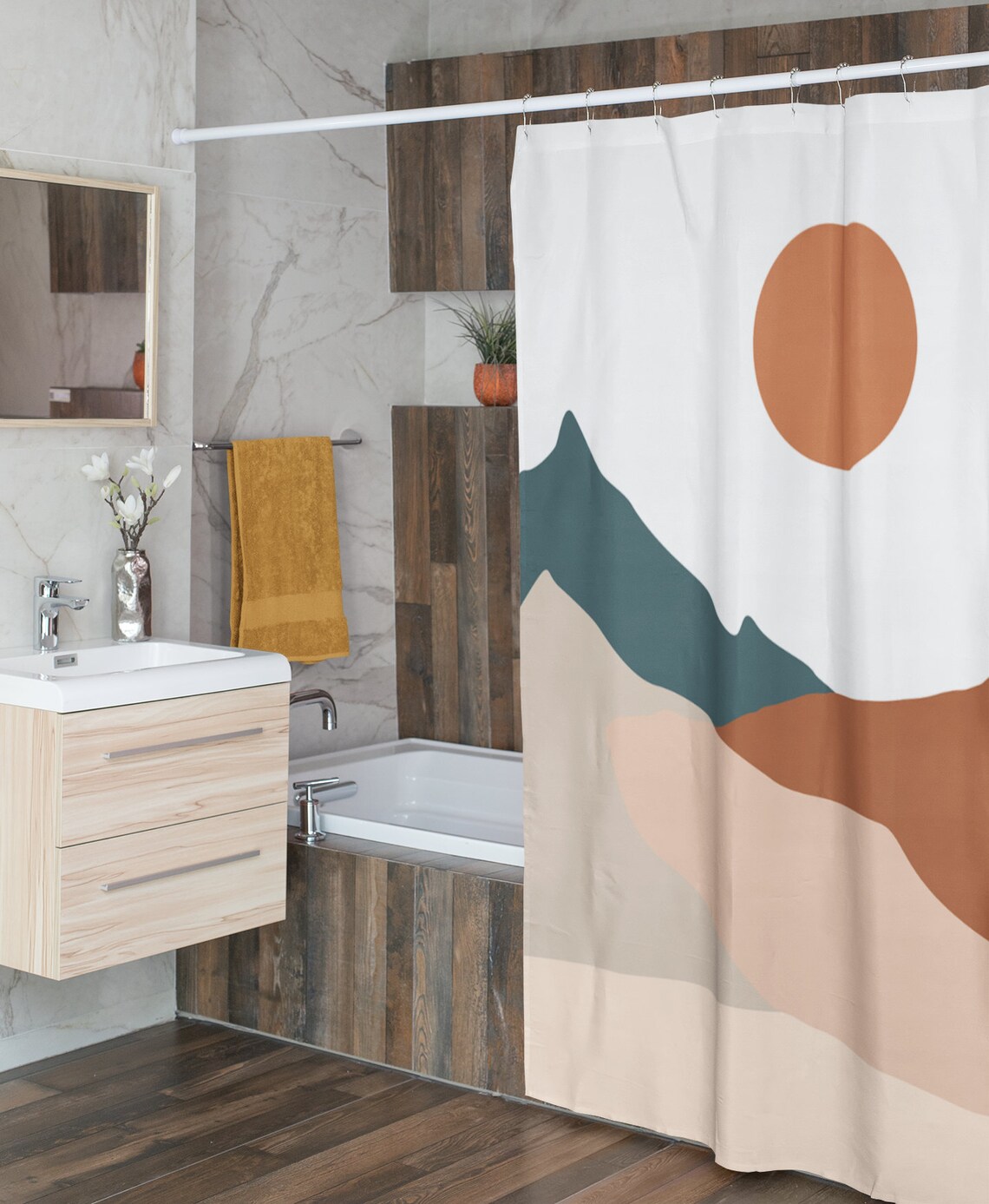 Neutral color shower curtain Desert landscape shower curtains Etsy