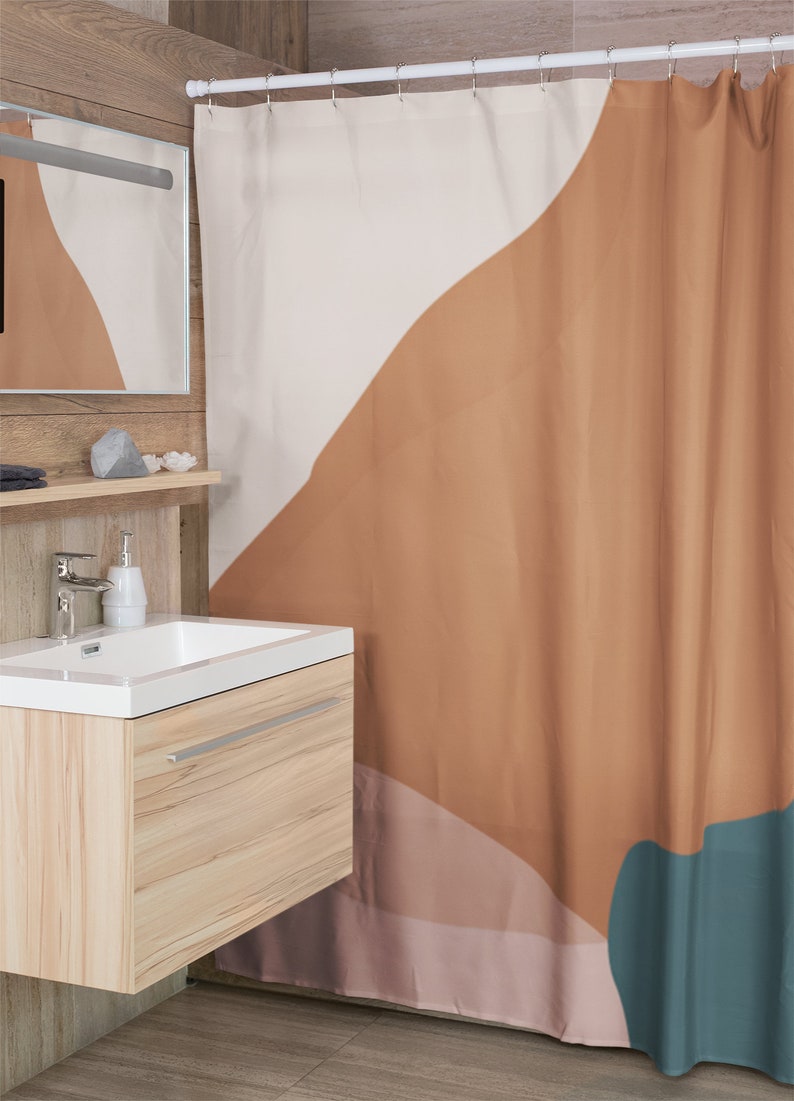 Neutral color shower curtain Abstract shower curtains Extra Etsy