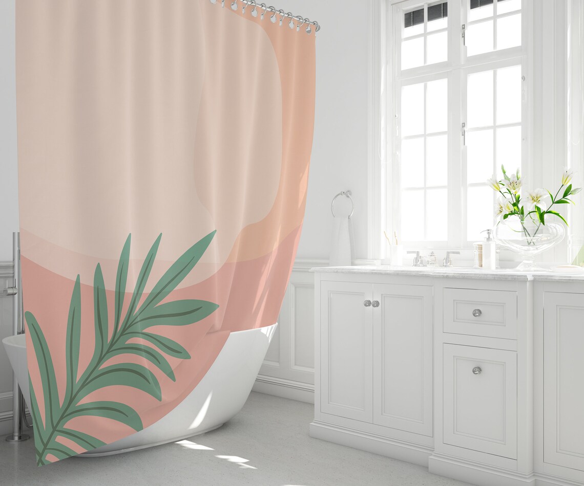 Tropical plant shower curtain Earth tone shower curtain Etsy