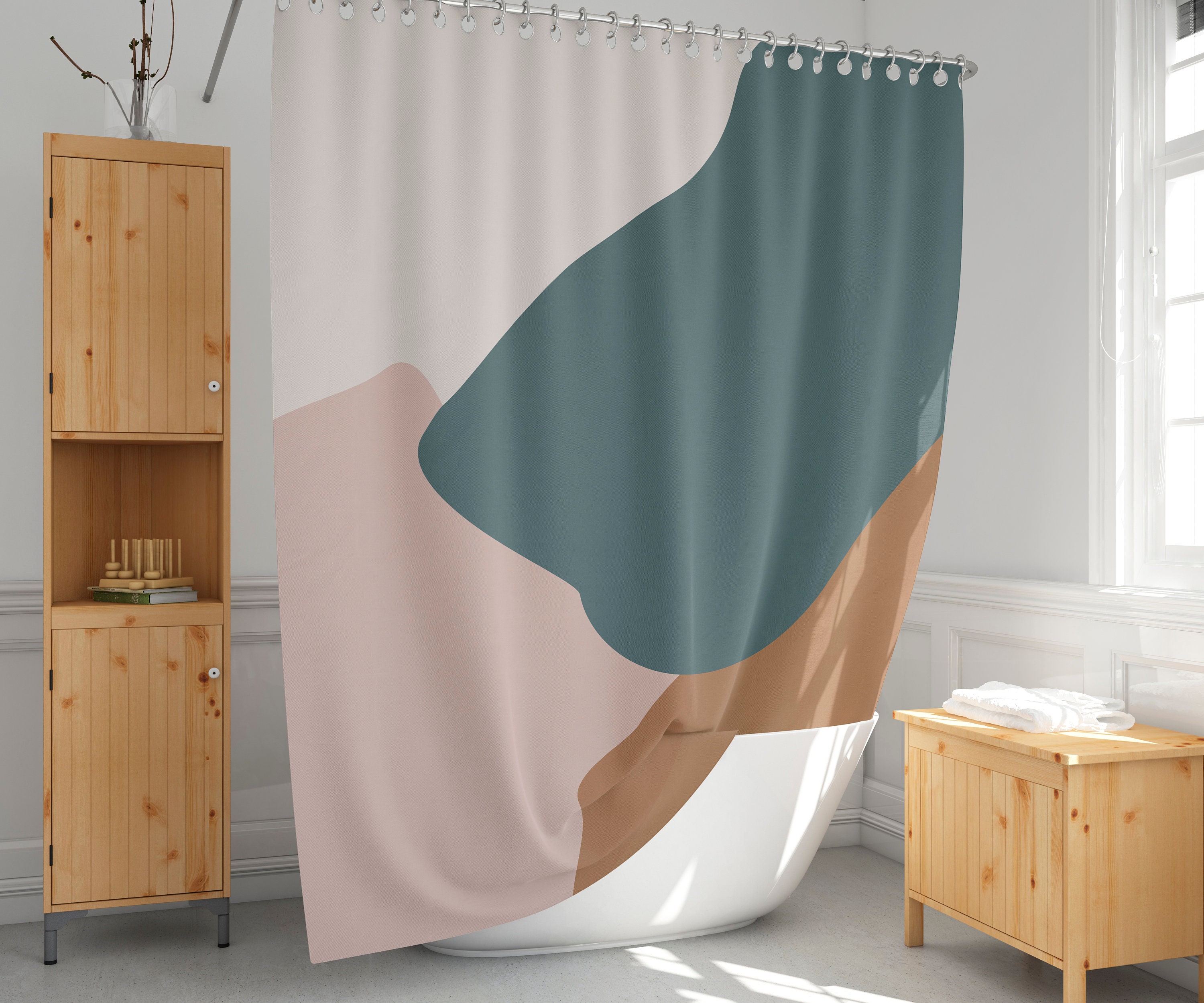 Neutral Color Shower Curtain Abstract Shower Curtains Art Etsy