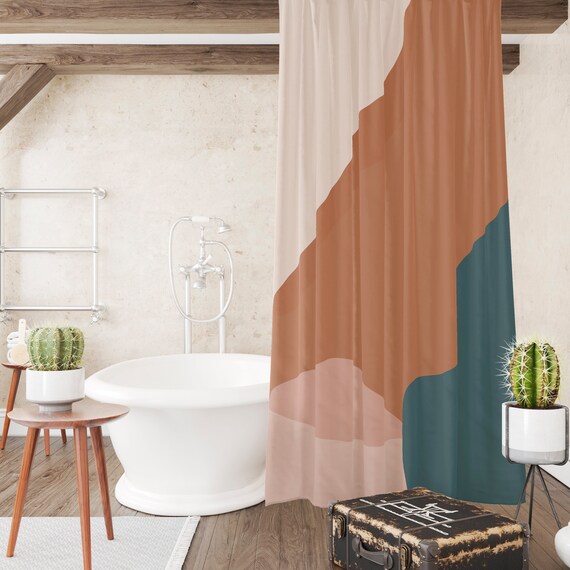 Neutral Color Shower Curtain Abstract Art Bath Curtains Earth Tone Print Modern Bathroom Decor Aesthetic Style 241 Etsy UK