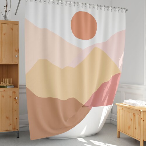 Boho Shower Curtain Desert Landscape Shower Curtain Extra Long Etsy