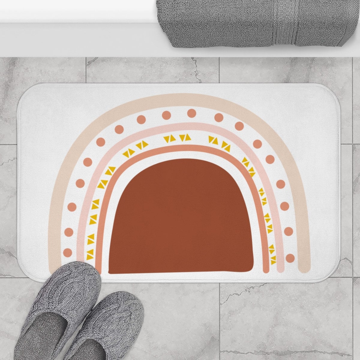 Rainbow bath mat Boho bath mat Earth tone bath mat Bathroom Etsy
