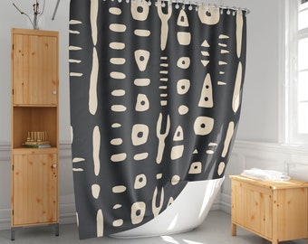 African mudcloth print shower curtain, Simple style, Extra Long and custom size Minimalist, Bathroom decor-322