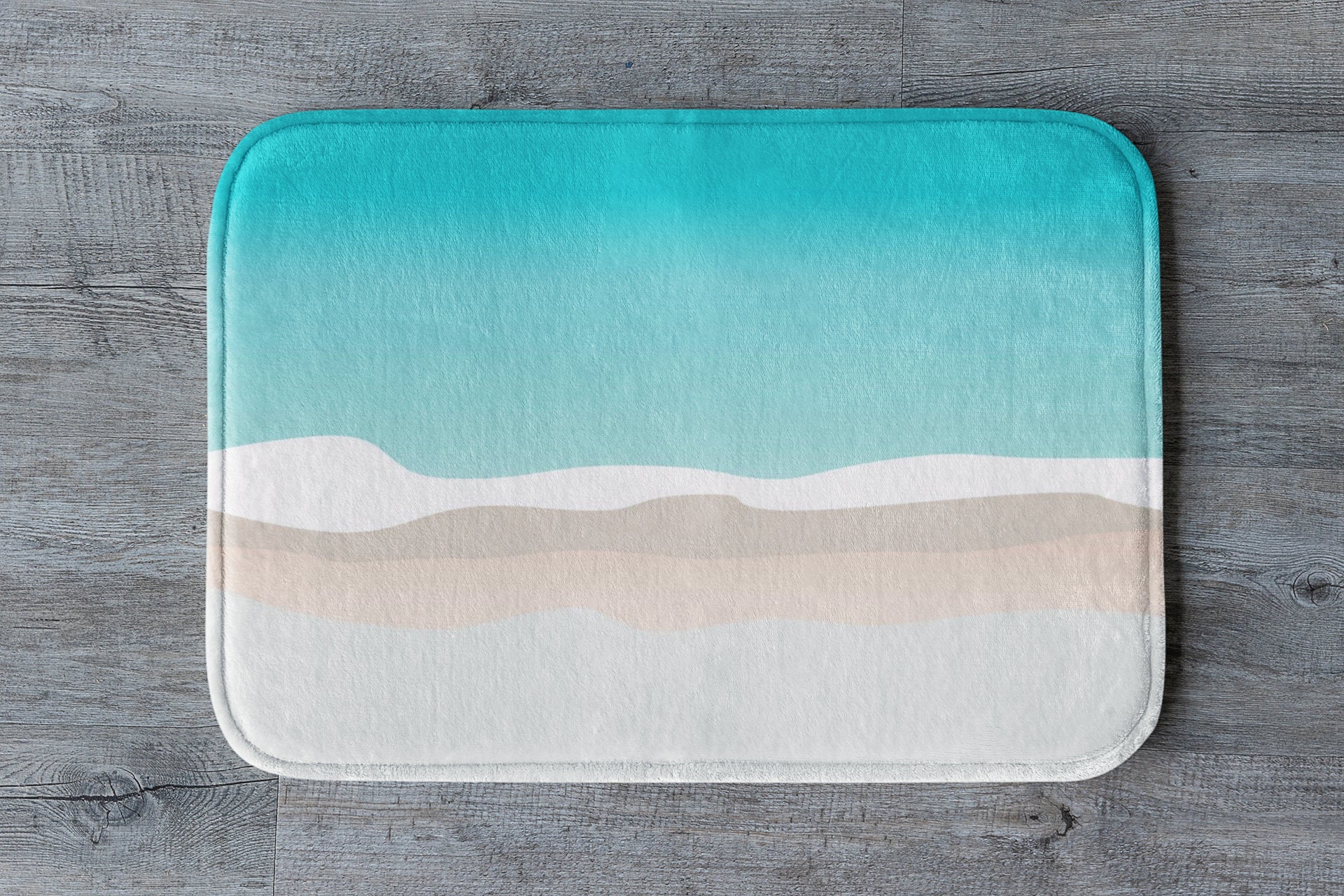 Aqua Blue Bath Mat Color Blocked Shower Rugs Abstract Sea and Etsy