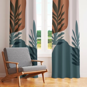 Abstract window curtain Aesthetic art curtain panels Earth tone curtains Sheer/blackout curtains for living room/bedroom-46