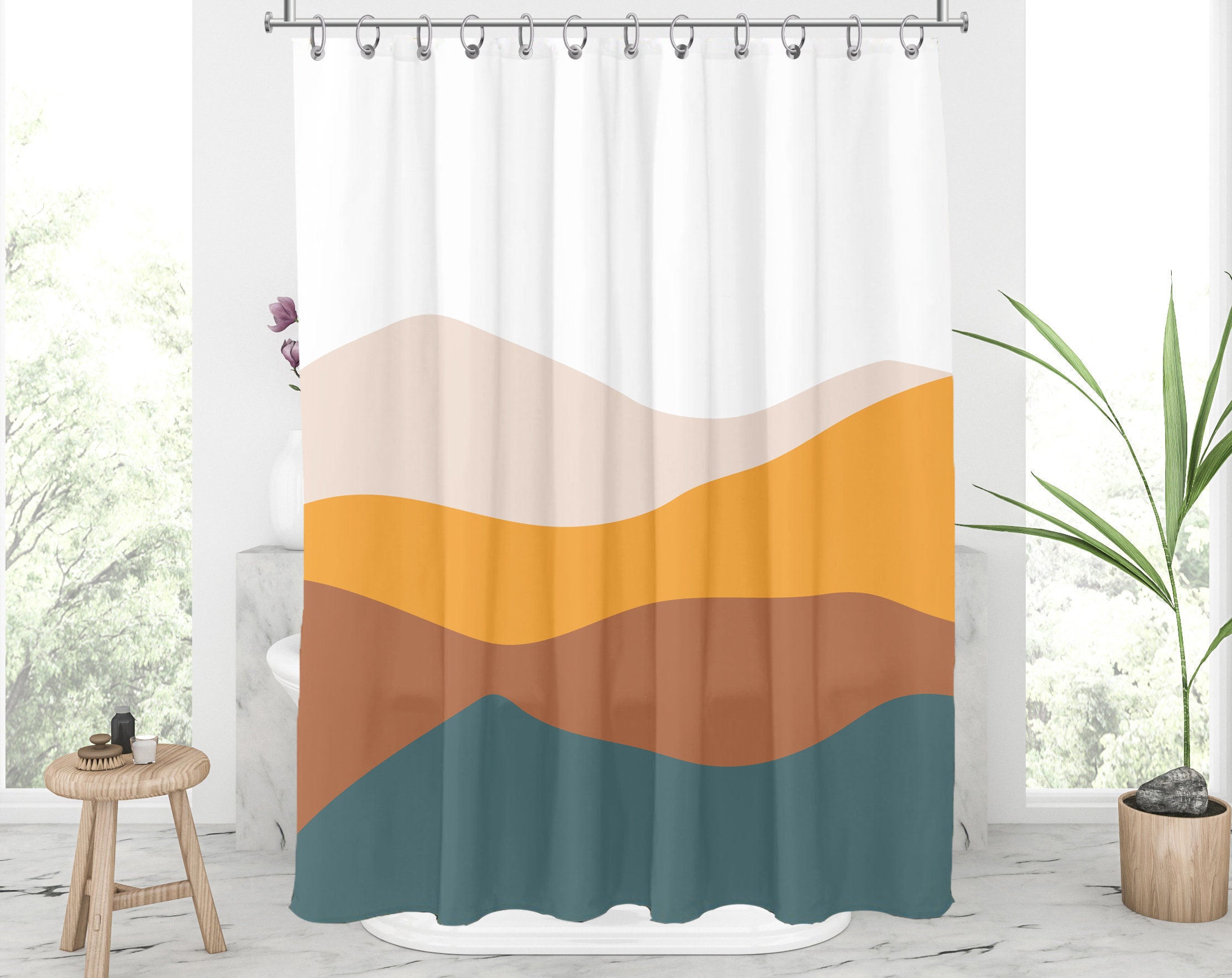 Abstract desert landscape shower curtain Colorful shower Etsy