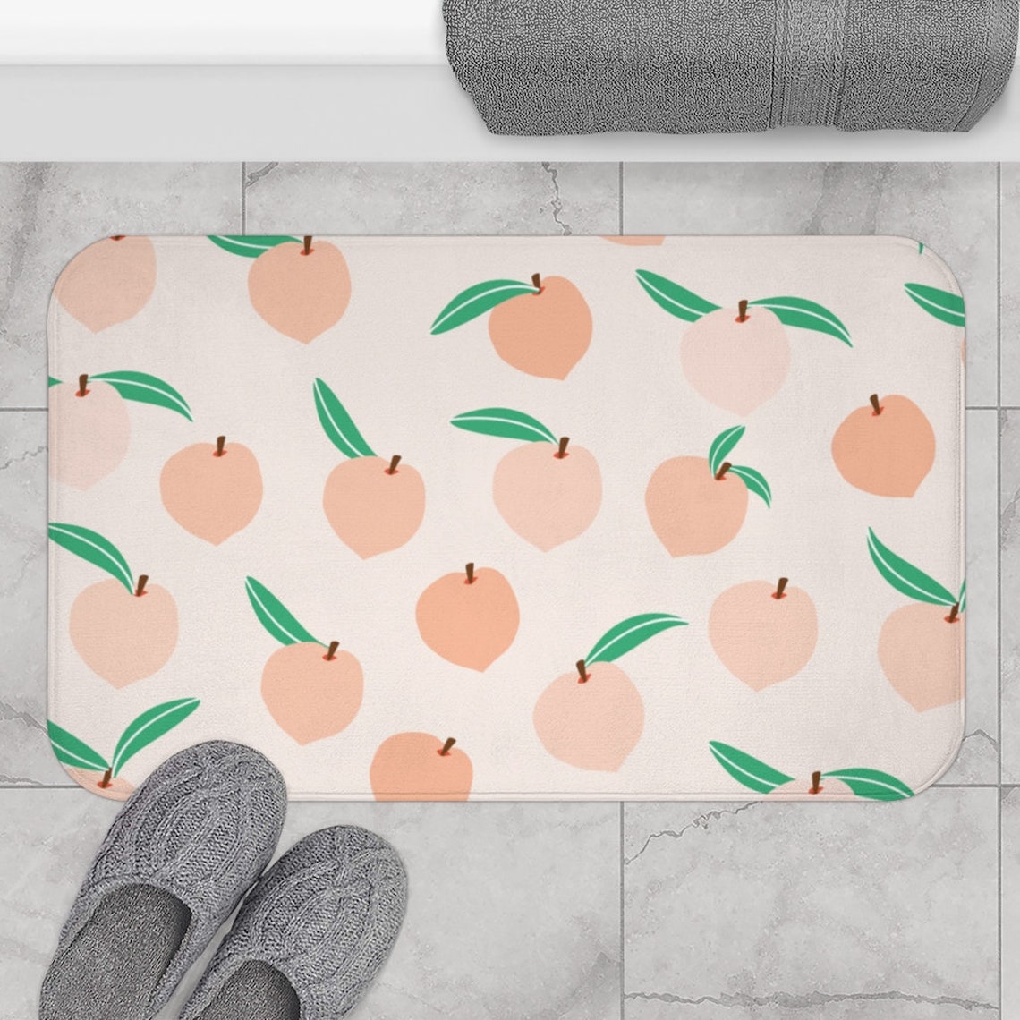 Peaches bath mat Peachy bath rug Fruit bath mat Farmhouse bath Etsy