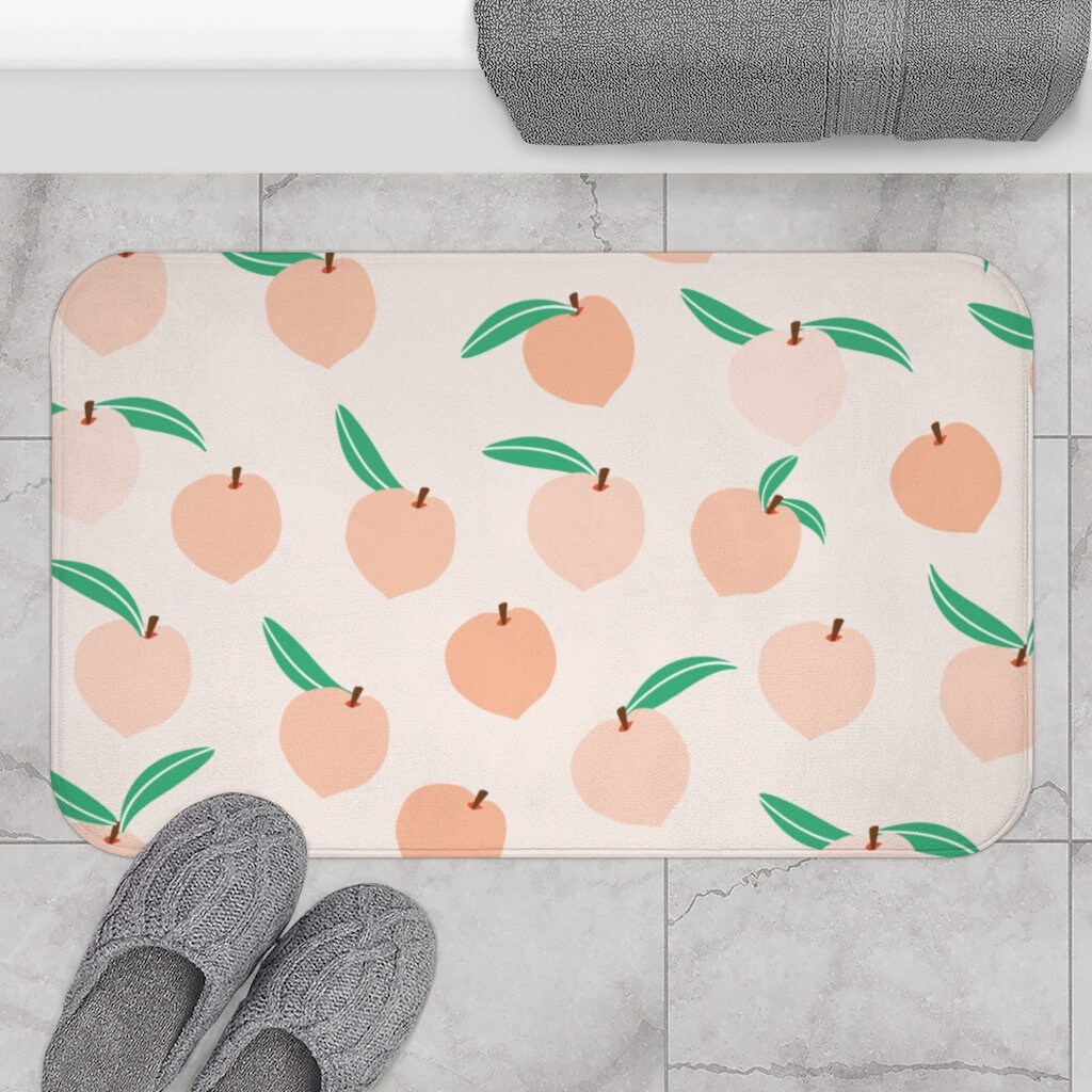 Peaches bath mat Peachy bath rug Fruit bath mat Farmhouse bath Etsy