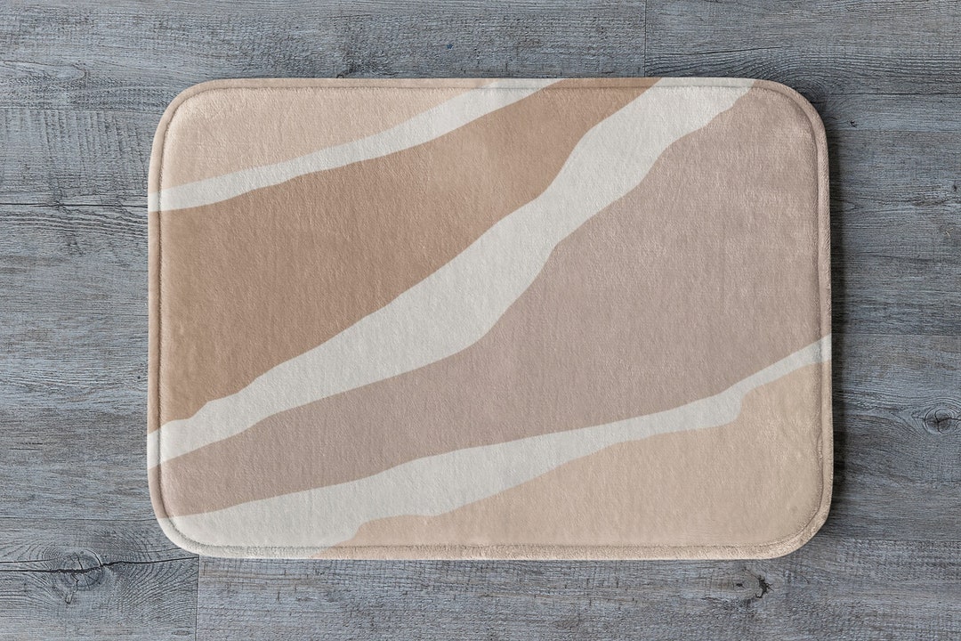 Neutral Color Bath Mat Earth Tone Bath Mat Abstract Art Bath Rugs Gift