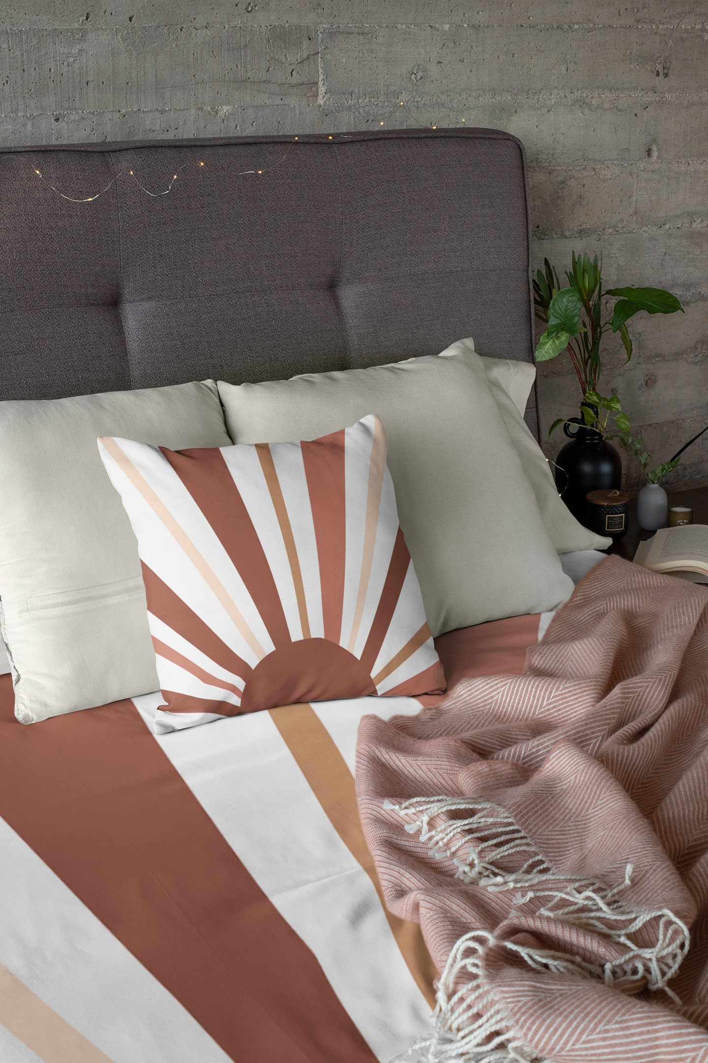 Boho pillow cover Sunburst pillow case Earth tone throw pillow Etsy