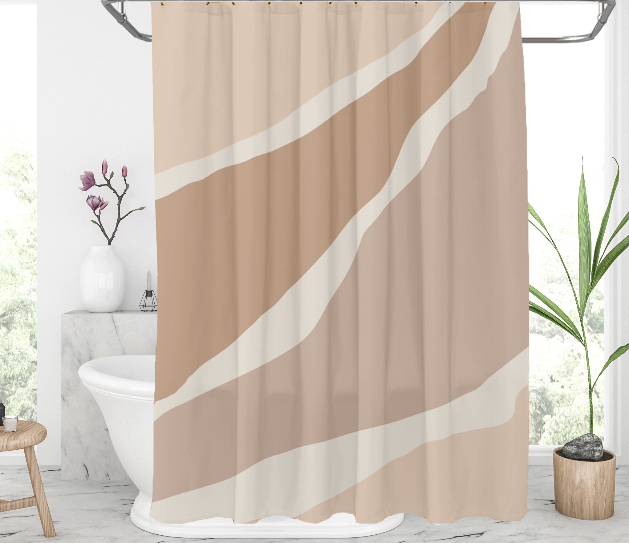 Neutral color shower curtain Earth tone shower curtains Etsy