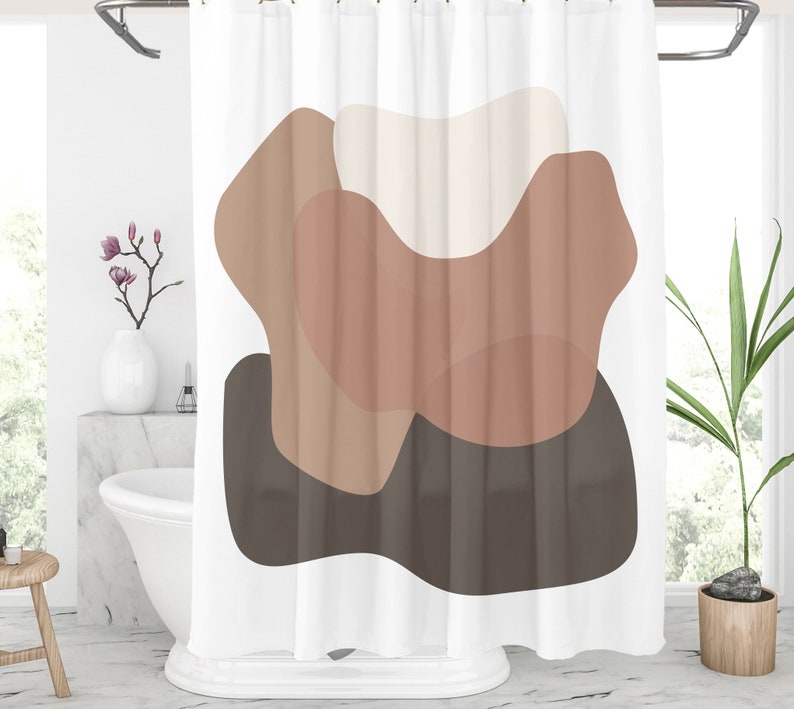 Neutral color shower curtain Brown and beige shower curtains Etsy