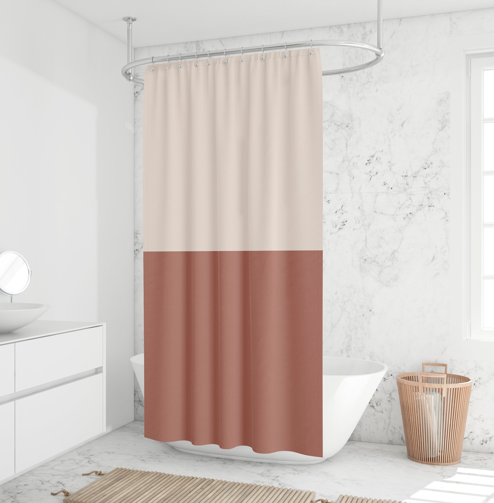 Terracotta Shower Curtain Earth Colors Bath Curtain Simple Etsy