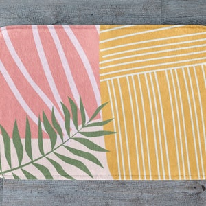 Abstract bath mat, Pink and yellow bath mat, Asethetic art printed, Pastel colors bath rug, Bathroom decor, Bathroom accessories-138