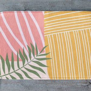 Abstract Bath Mat, Pink and Yellow Bath Mat, Asethetic Art Printed ...