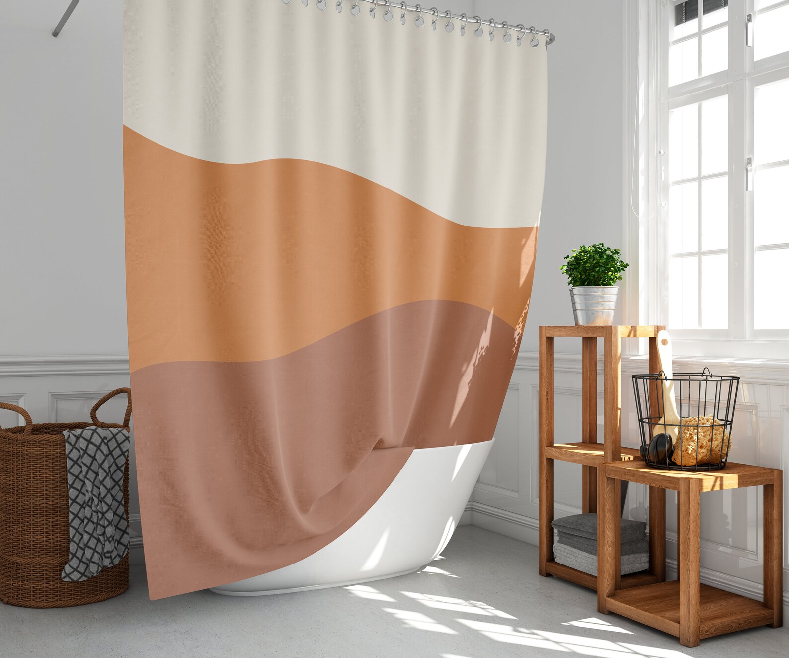 Orange and Terracotta Shower Curtains Long Shower Curtain Etsy