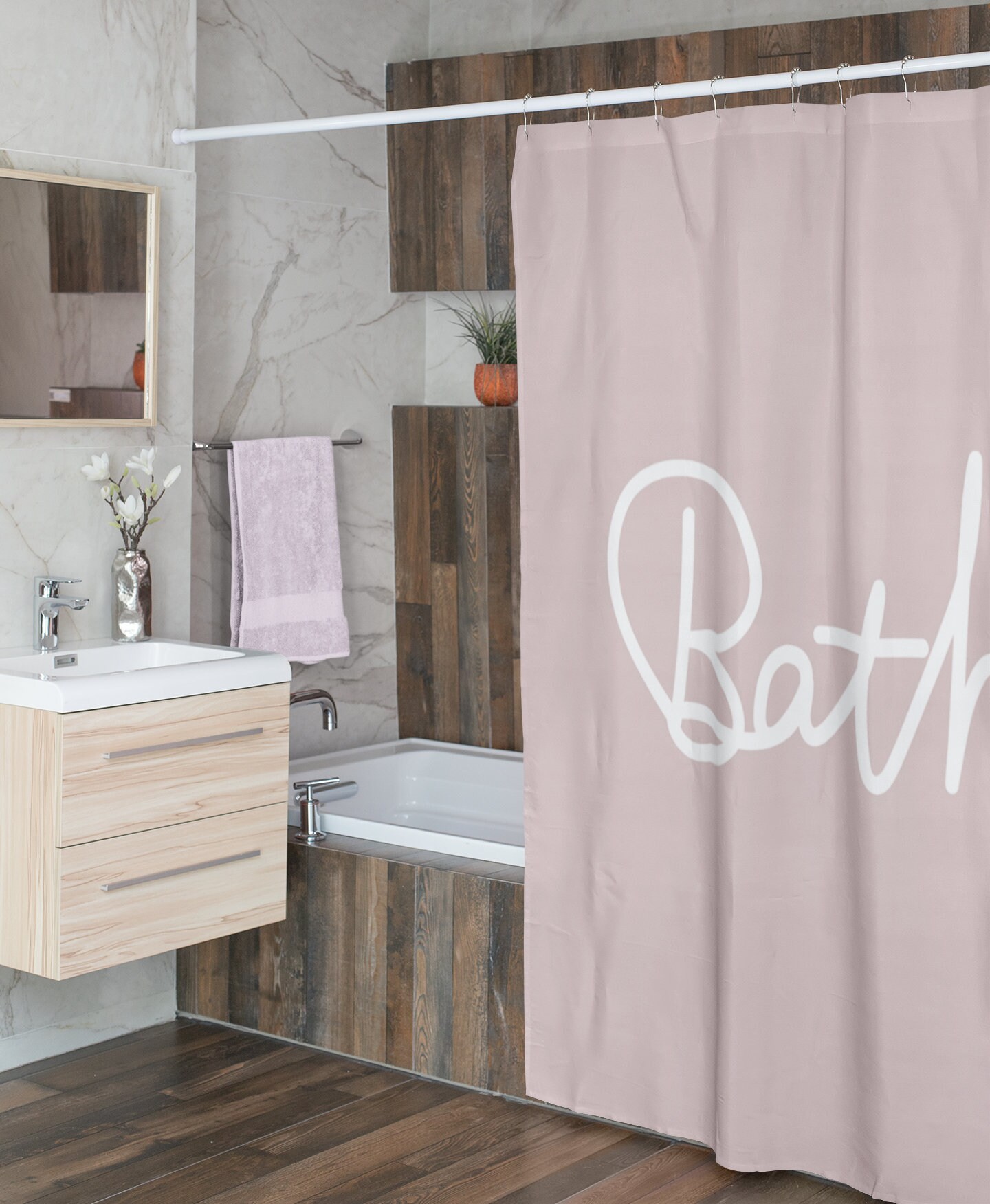 Cortina de ducha de señal de baño Cortina de ducha rosa | Etsy