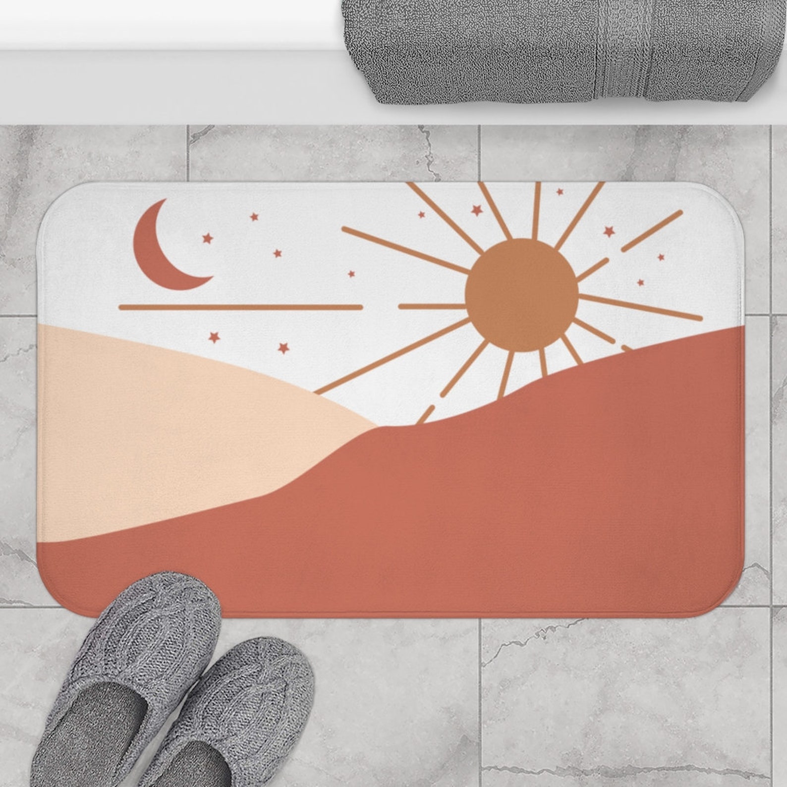 Boho bath mat Boho bath rugs Boho sun and moon with stars bath Etsy