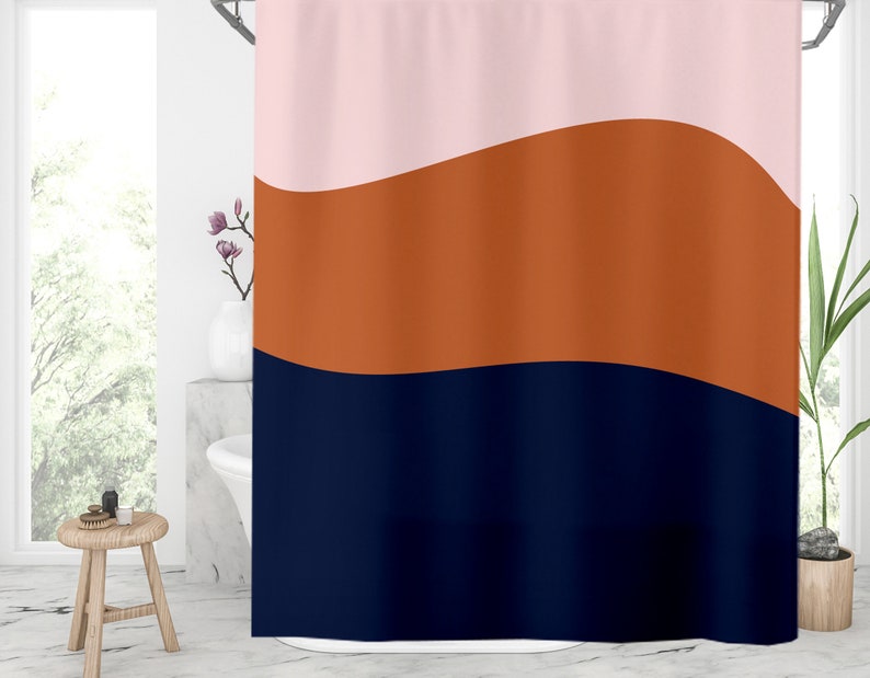 Burnt orange shower curtain Navy blue shower curtains Pink ...