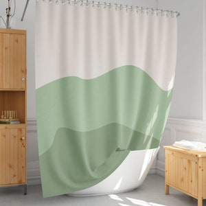 Abstract Green Shower Curtain: Modern Bath Decor, Waterproof Polyester
