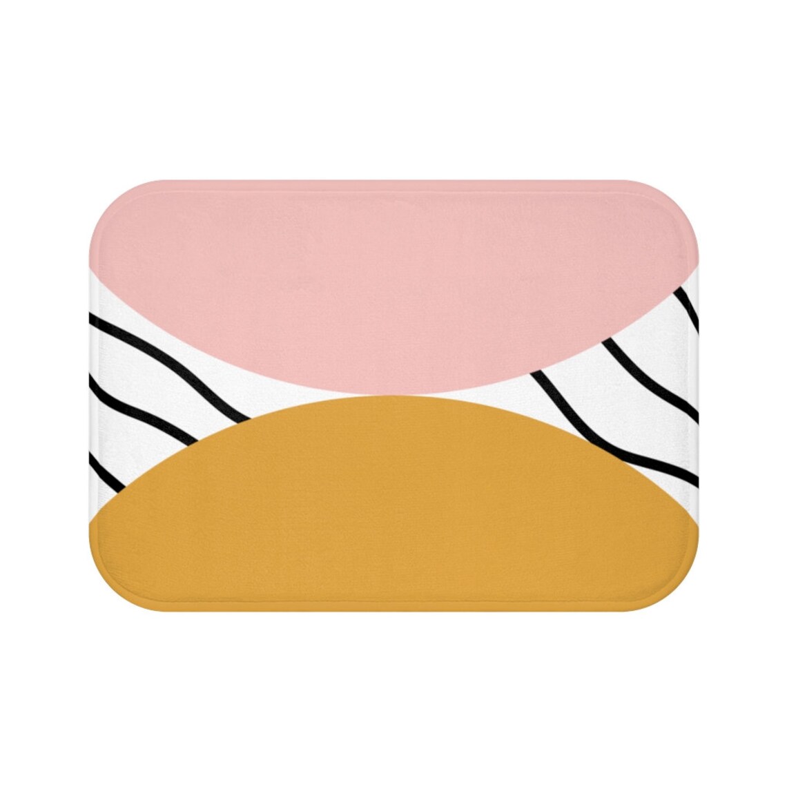 Pink and Yellow Bath Mat Modern Shower Mat Mustard Yellow Etsy