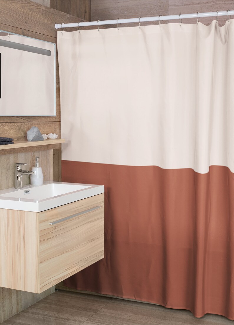 Terracotta Shower Curtain Earth Colors Bath Curtain Simple - Etsy