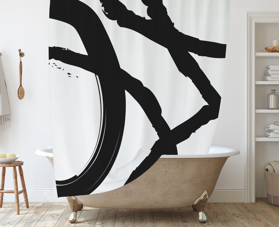Black and White Shower Curtain Abstract Art Bath Curtain Etsy
