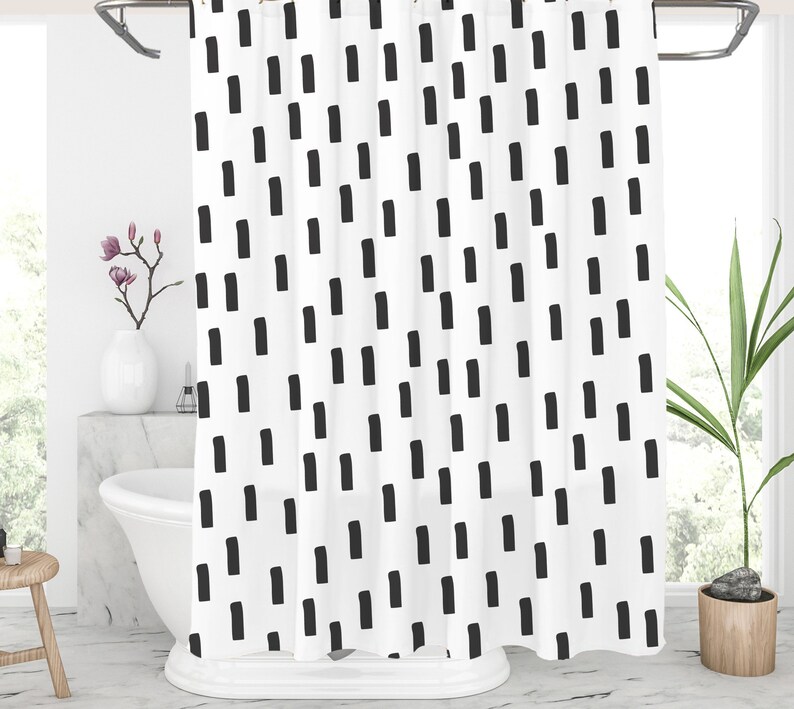 Black and white shower curtain Black striped shower curtains Etsy