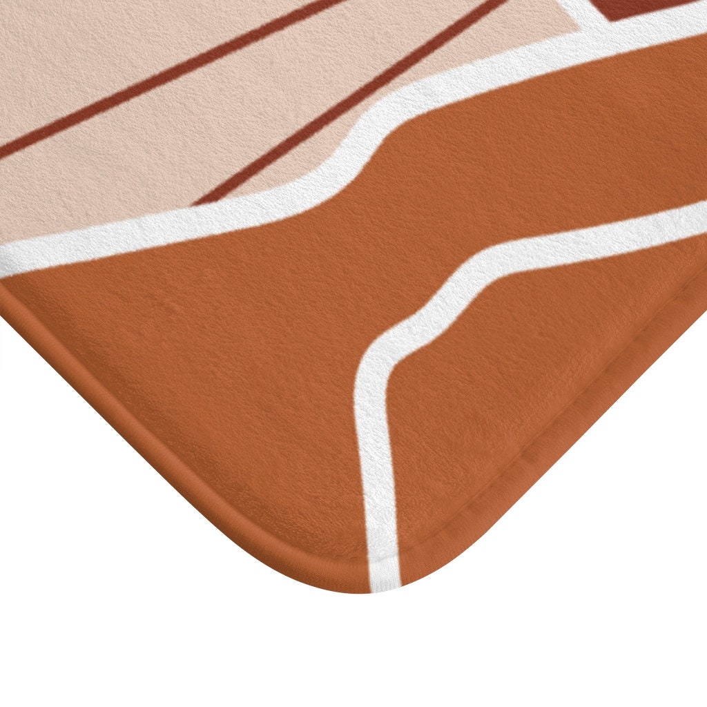 Boho bath mat Burnt orange bath rug Abstract landscape bath Etsy