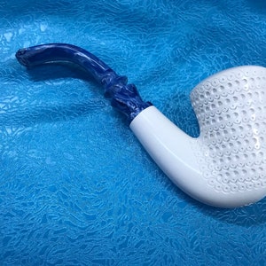 New arrival Full Bent Lattice block meerschaum pipe