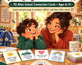 After-School Conversation Cards for Kids Ages 6–11 (Digital Download)