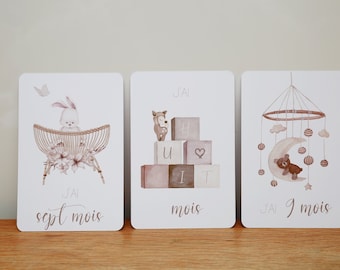 Cartes étape pour bébé thème Boho