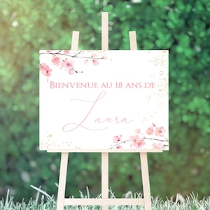 Affiche anniversaire 18 ans, 20 ans, mariage etc... fleurs de cerisiers