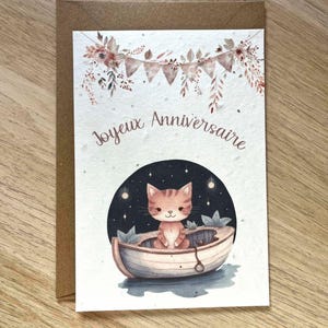 Carte à planter anniversaire, animal, fille , garçon, chat