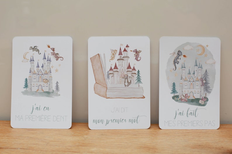 Cartes étapes bébé thème dragons, naissance, cadeau bébé , cartes première année image 6