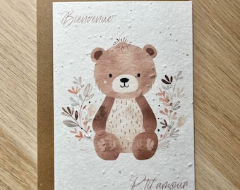 Carte à planter naissance, félicitation, bébé, fille, garçon, jumeaux,nouveau-né