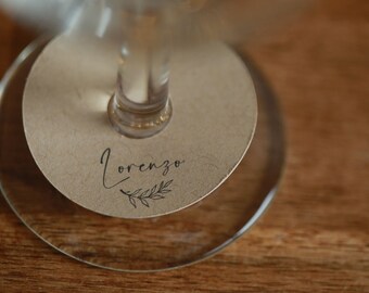Set of 12 personalized glass brand labels, wedding, birthday, cocktail